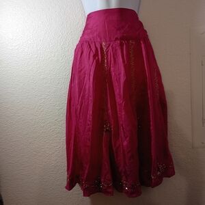 Hale Bob Elegant Hot Pink 100% Silk Women's Skirt Size Large